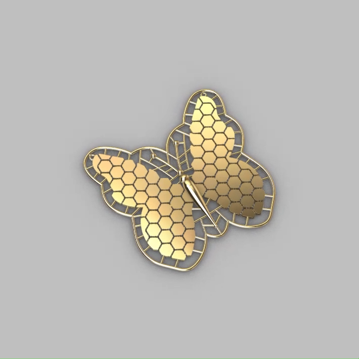 Symmetrical Openwork Butterfly Honeycomb Motif Pendant — view 6