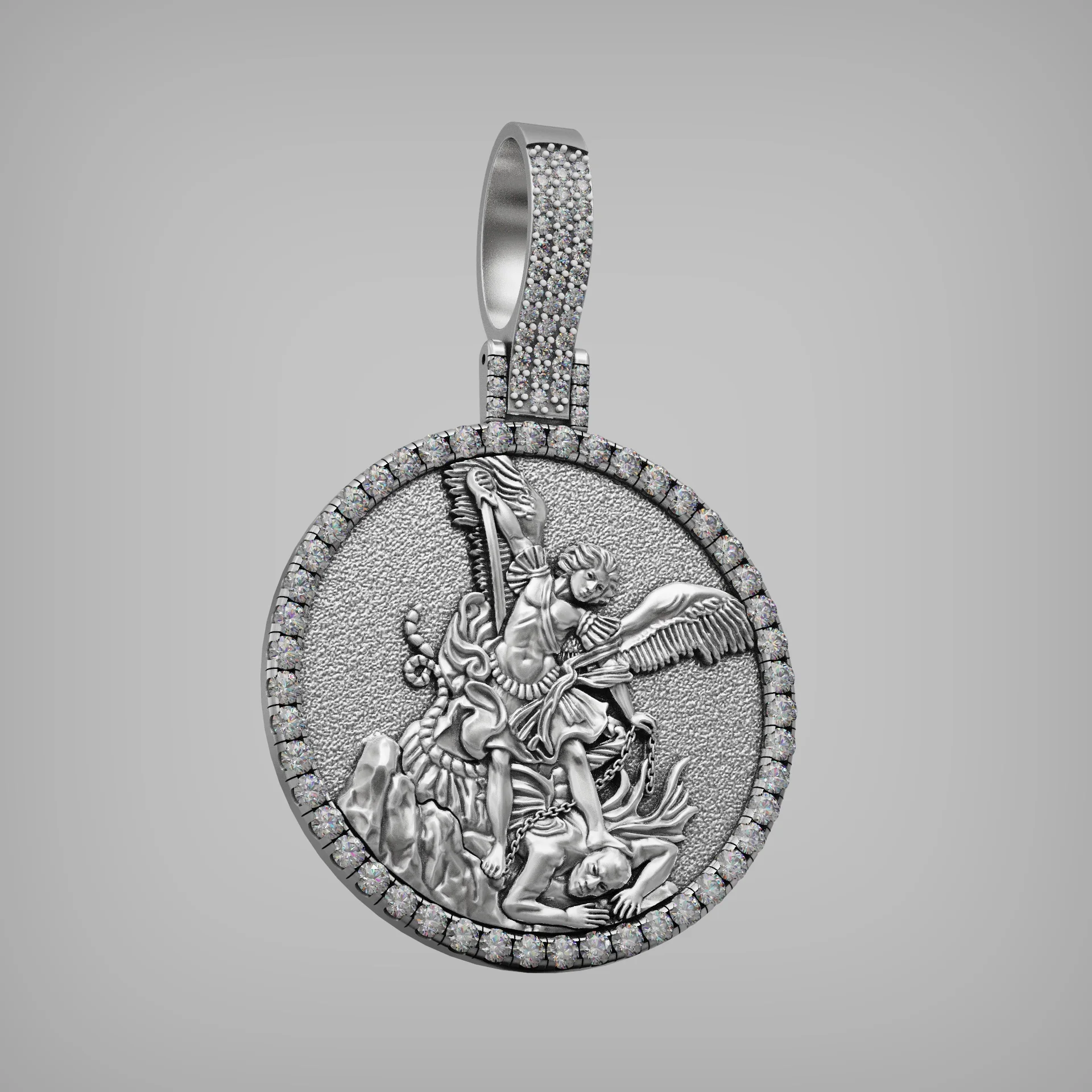 St. Michael Dragon Slayer Medallion Pendant — view 4