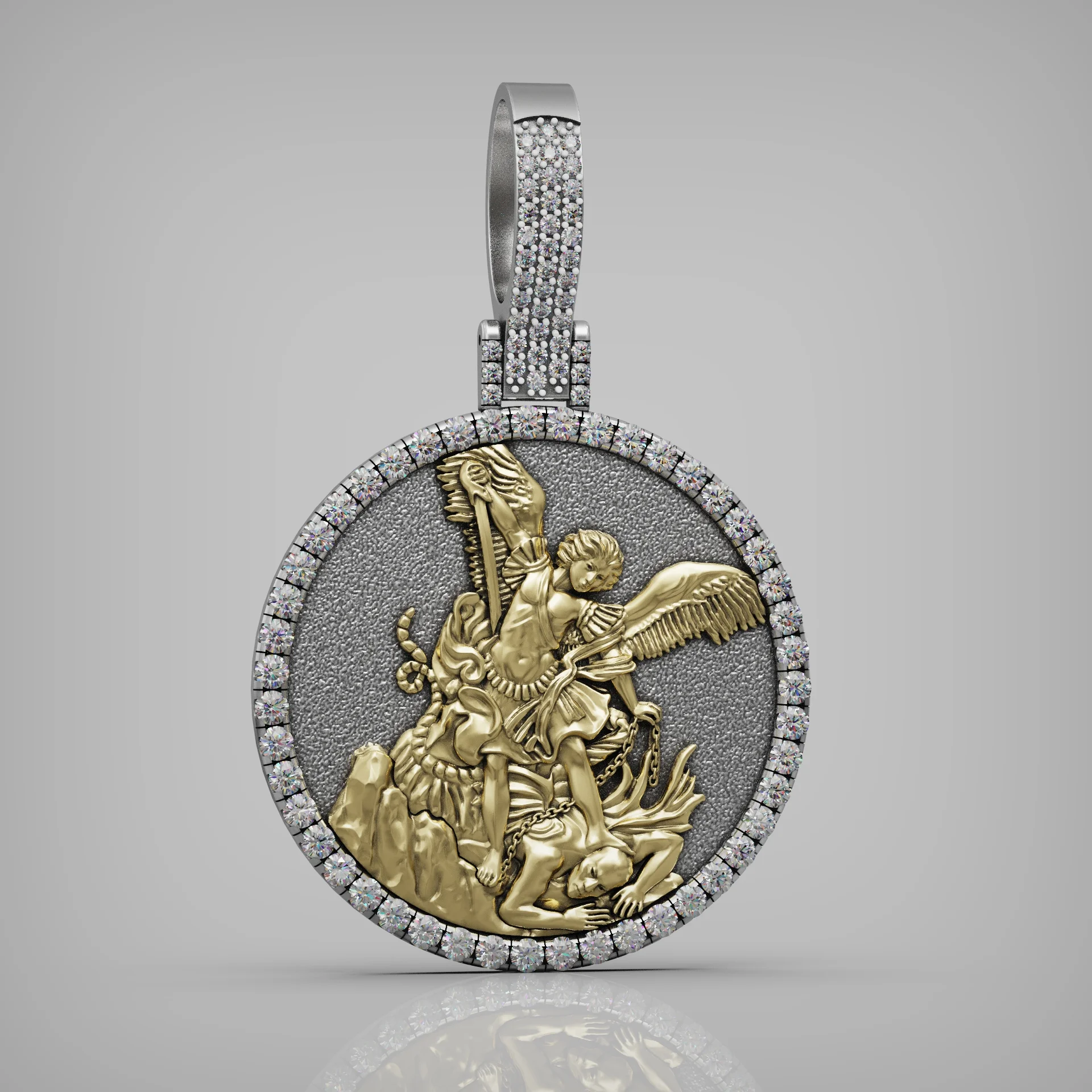 St. Michael Dragon Slayer Medallion Pendant — view 2