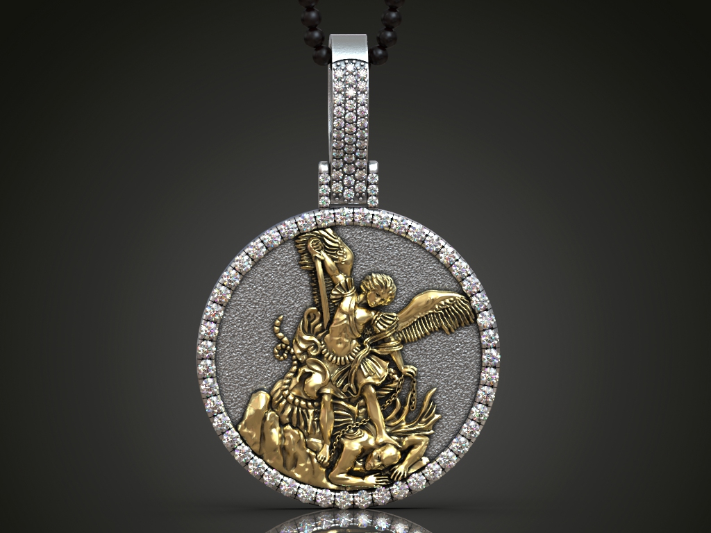 St. Michael Dragon Slayer Medallion Pendant — view 6
