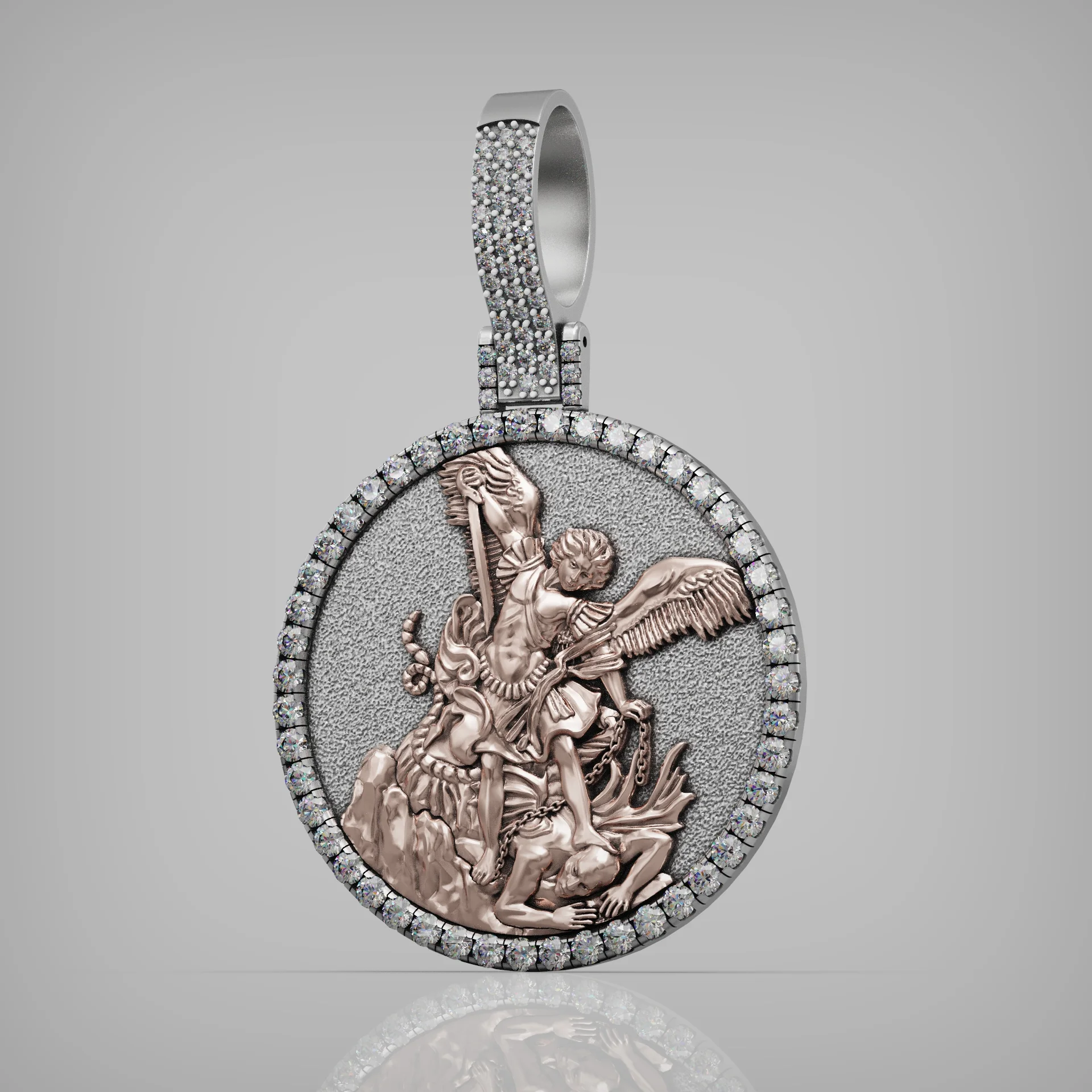 St. Michael Dragon Slayer Medallion Pendant — view 3