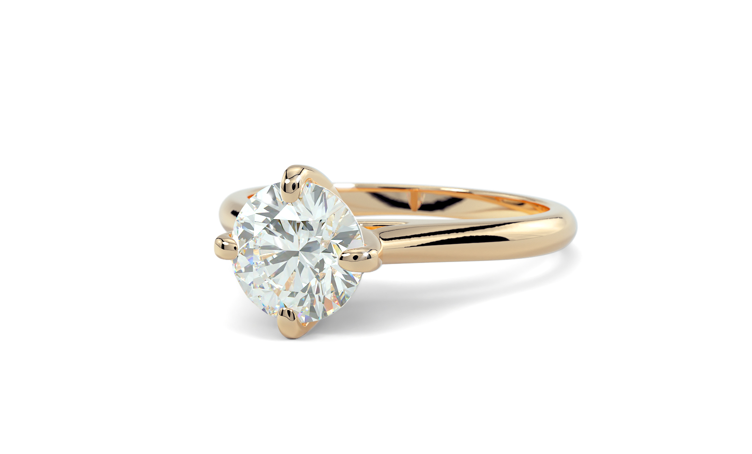 gold engagement ring 1Ct diamond — view 2