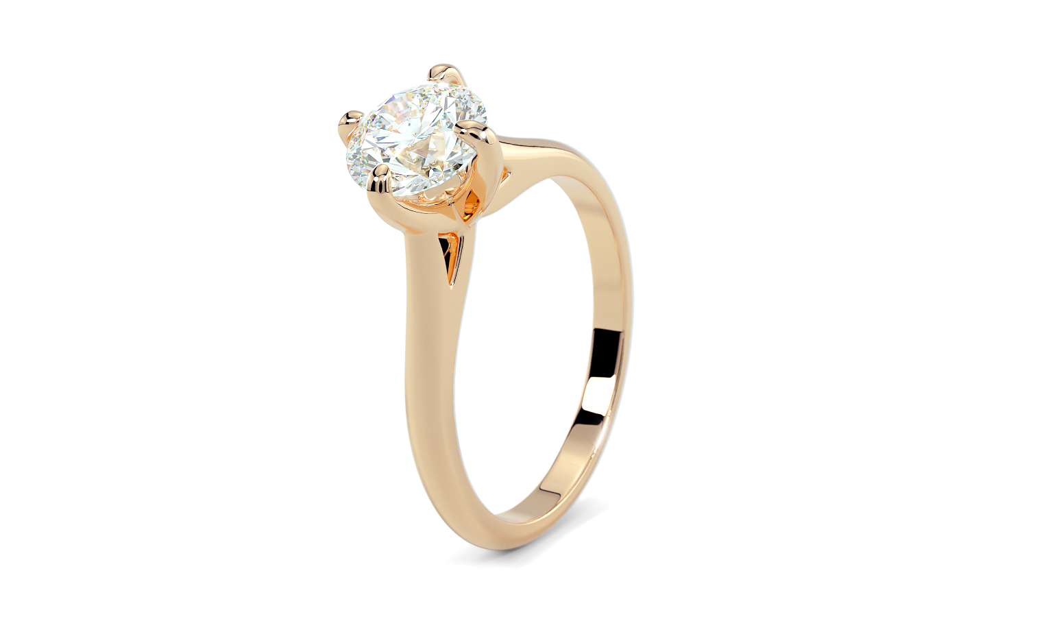 gold engagement ring 1Ct diamond — view 4