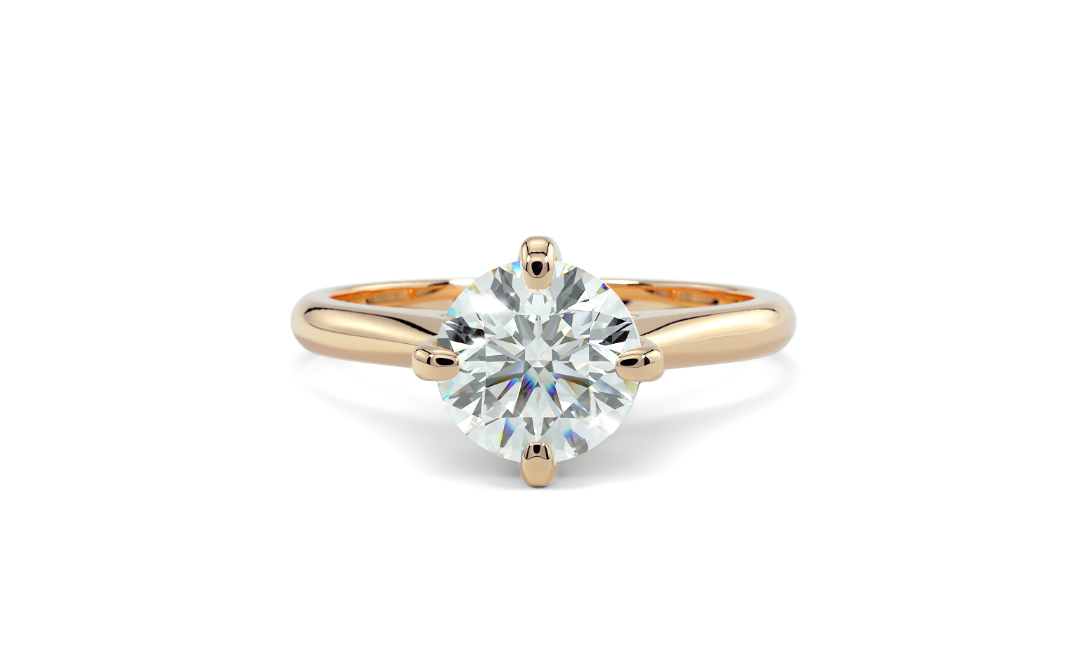 gold engagement ring 1Ct diamond — view 5