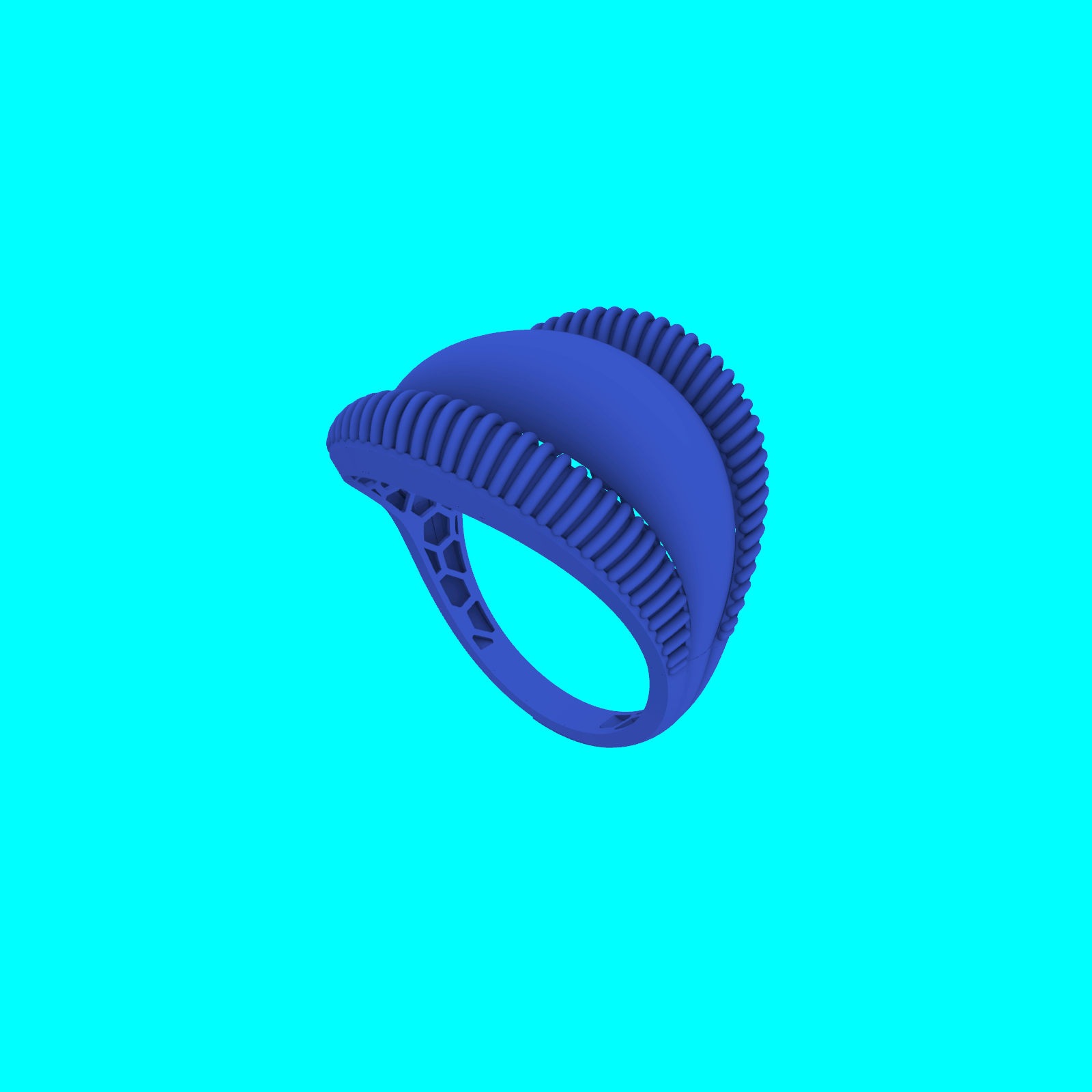 Wide Triple Band Ribbed Ring — view 8