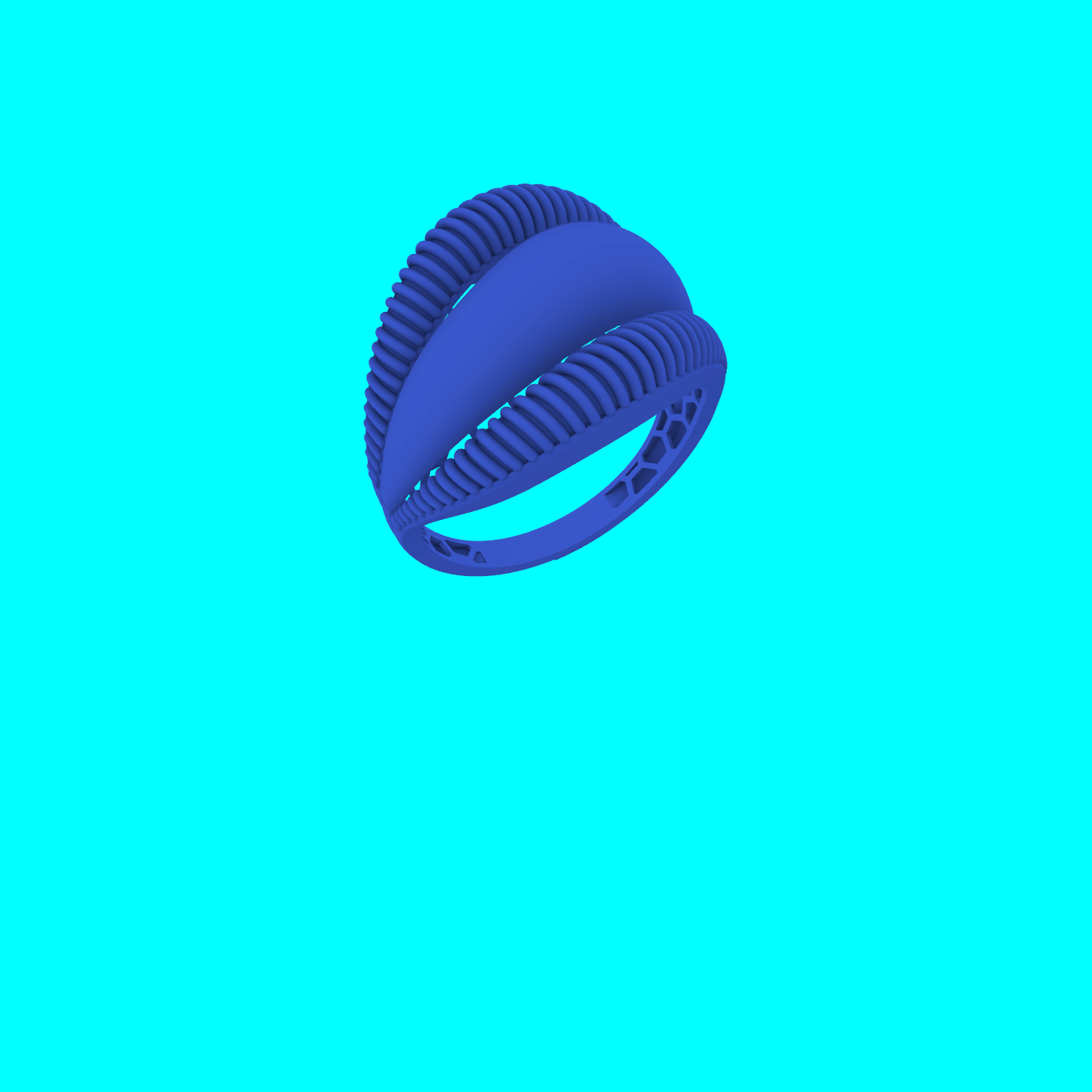 Wide Triple Band Ribbed Ring — view 5