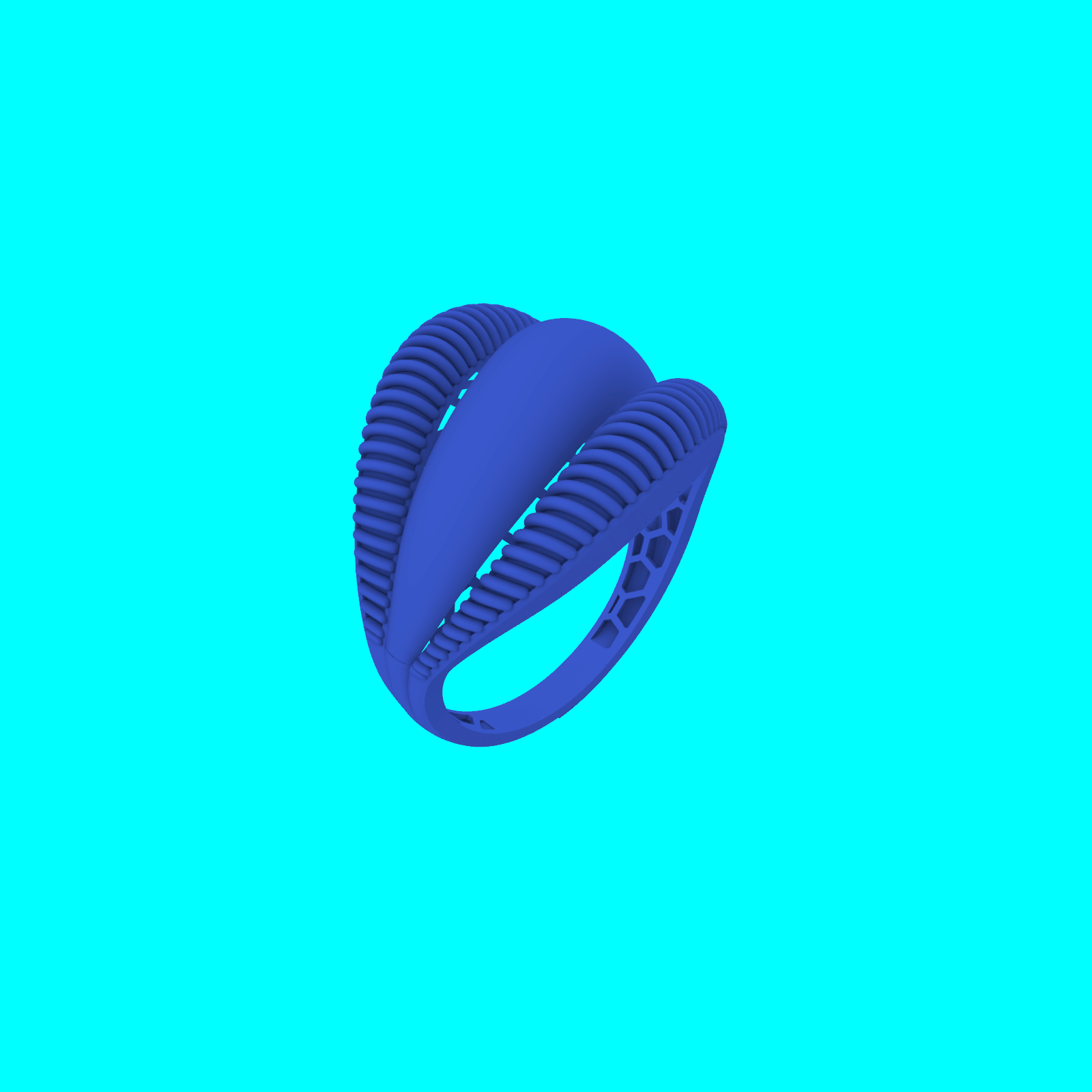 Wide Triple Band Ribbed Ring — view 7