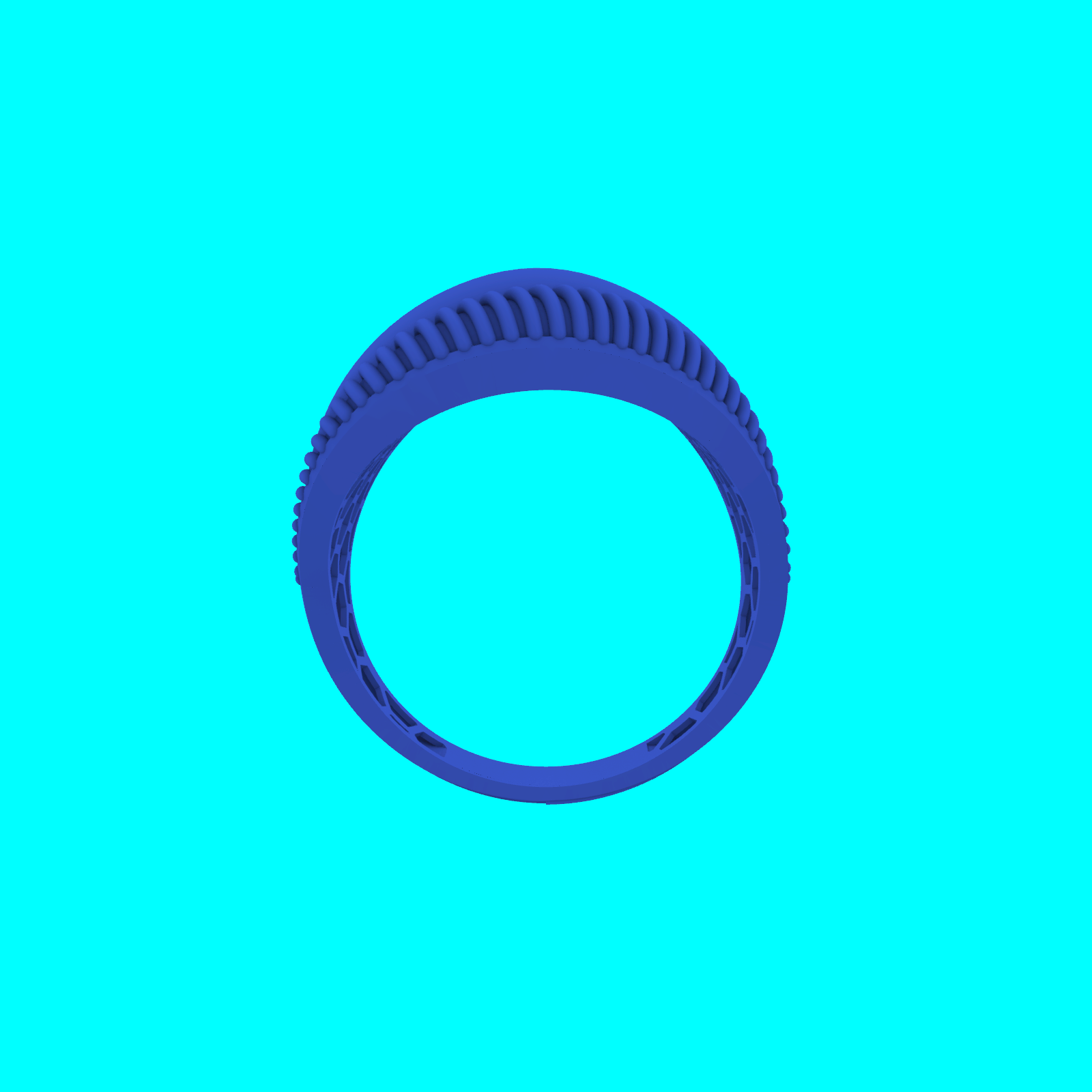 Wide Triple Band Ribbed Ring — view 3