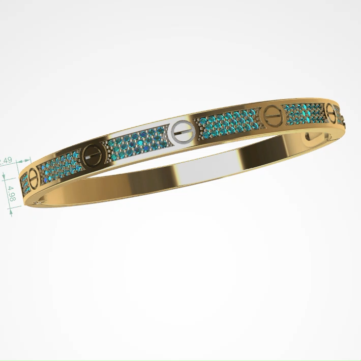 Screw Motif PavEGemstone Bangle Bracelet — view 2