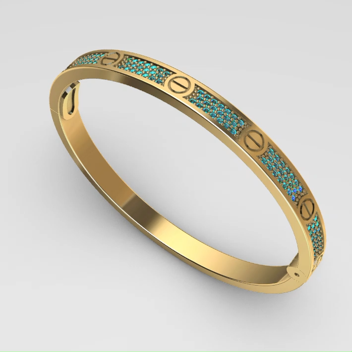 Screw Motif PavEGemstone Bangle Bracelet — view 6