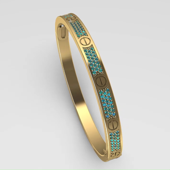 Screw Motif PavEGemstone Bangle Bracelet — view 7