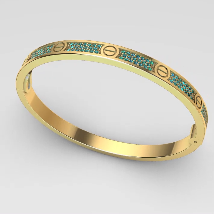 Screw Motif PavEGemstone Bangle Bracelet — view 5