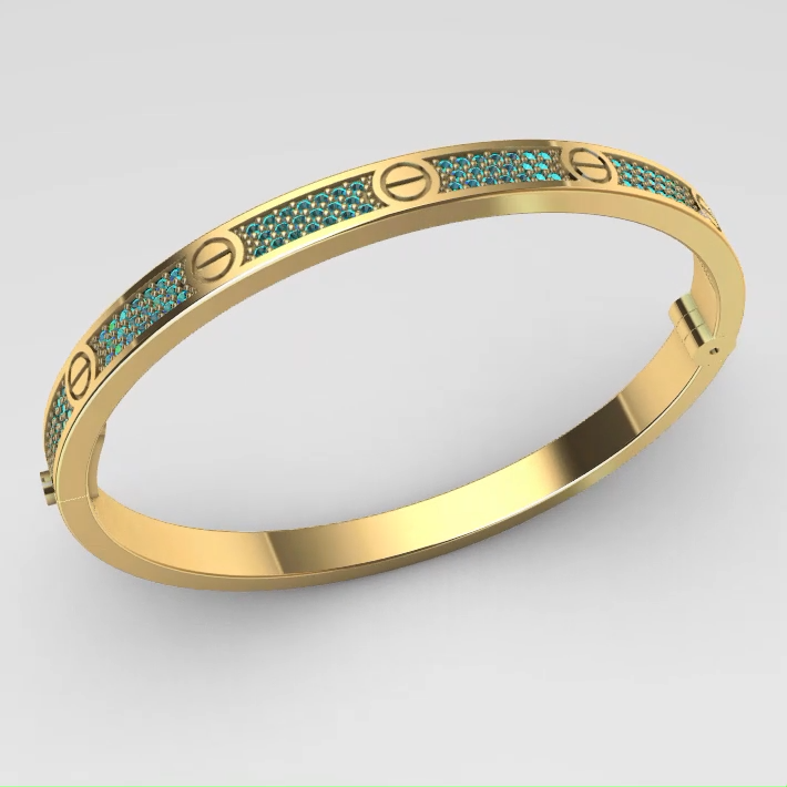 Screw Motif PavEGemstone Bangle Bracelet — view 3