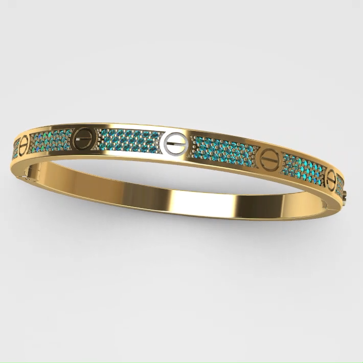 Screw Motif PavEGemstone Bangle Bracelet