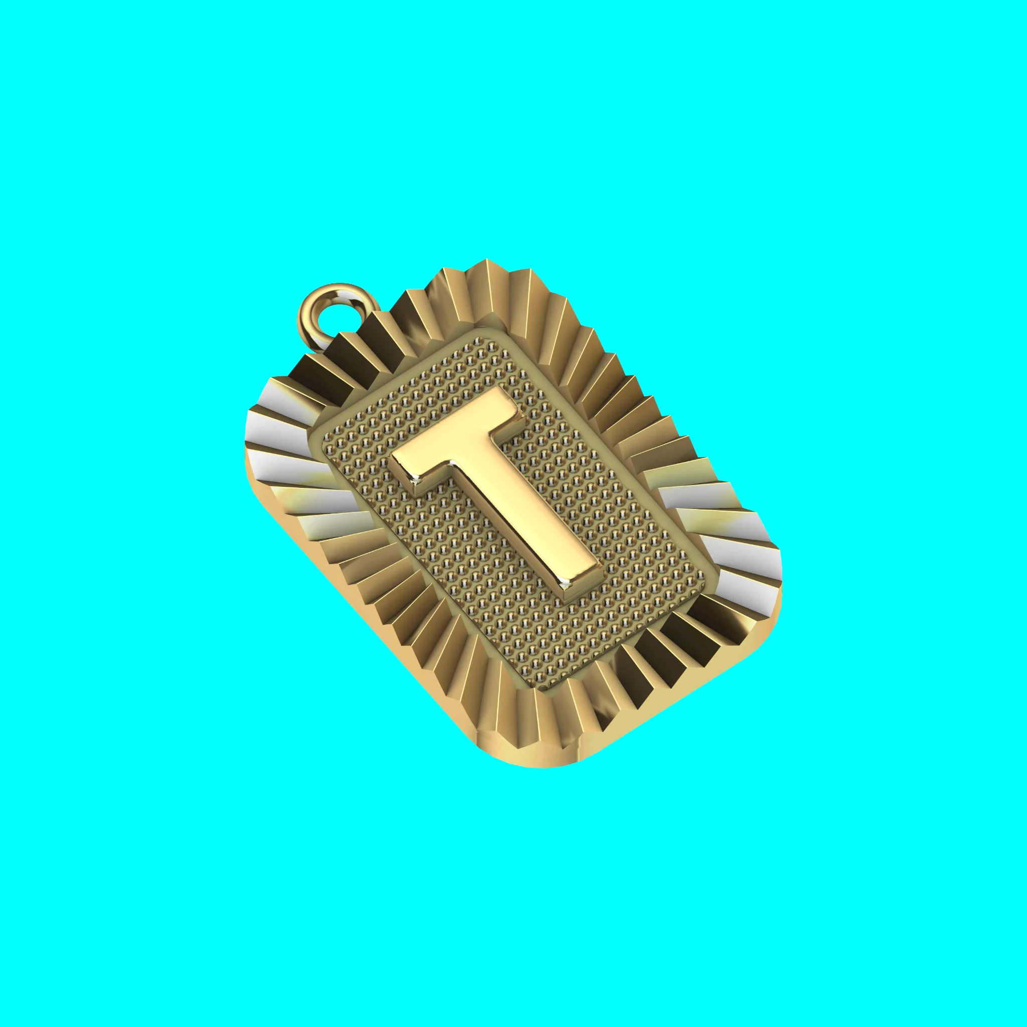 Buy T Letter Pendant CAD Model Gold Initial Necklace Jewelry — view 5