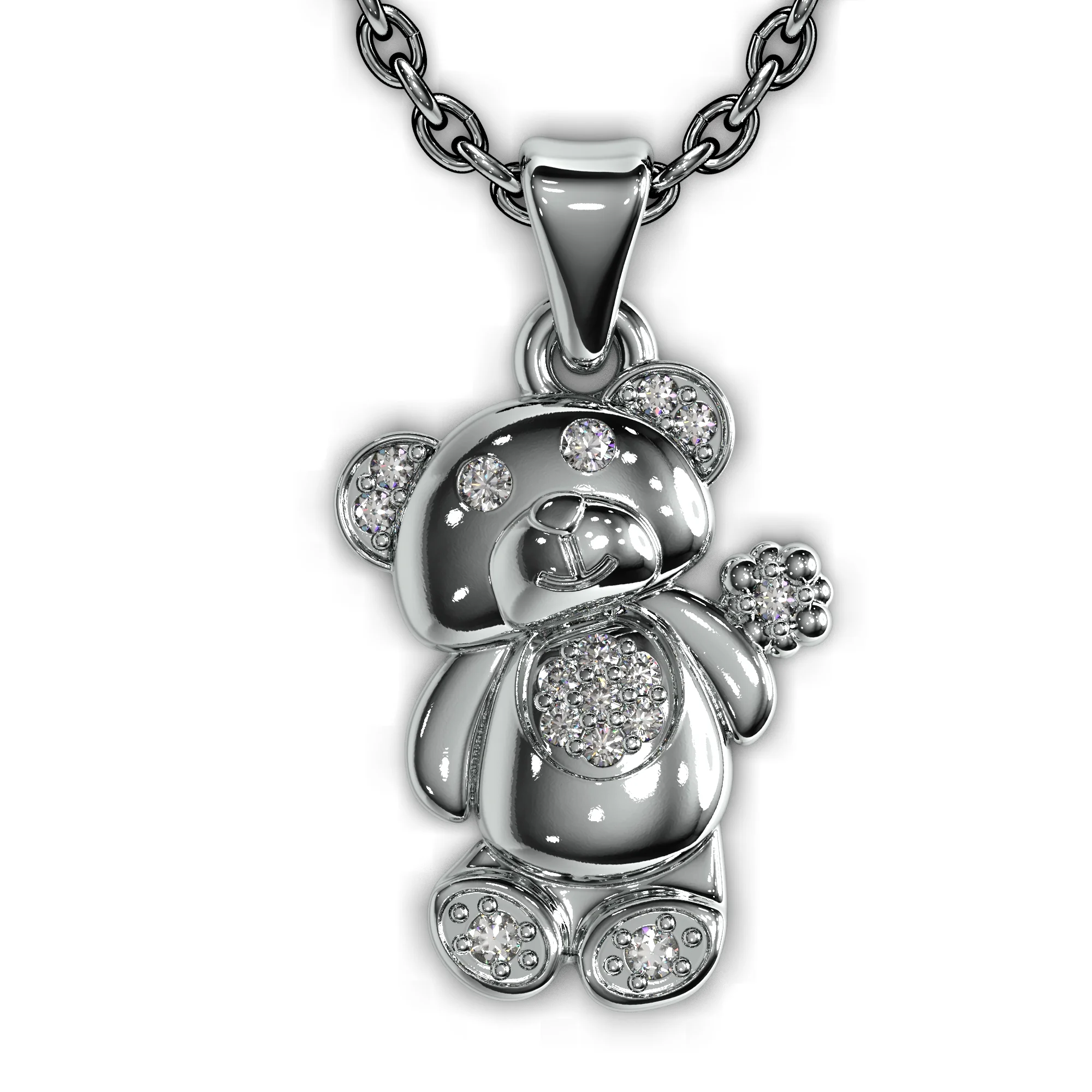 Baby pendant bear with diamonds stile sokolov — view 3