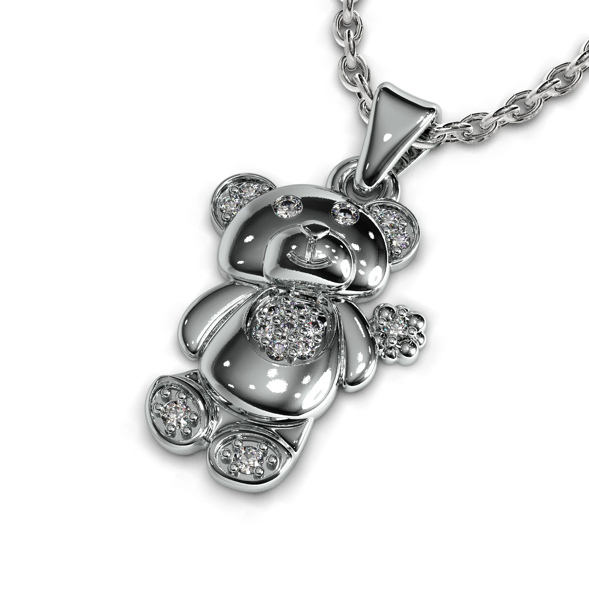 Baby pendant bear with diamonds stile sokolov — view 6
