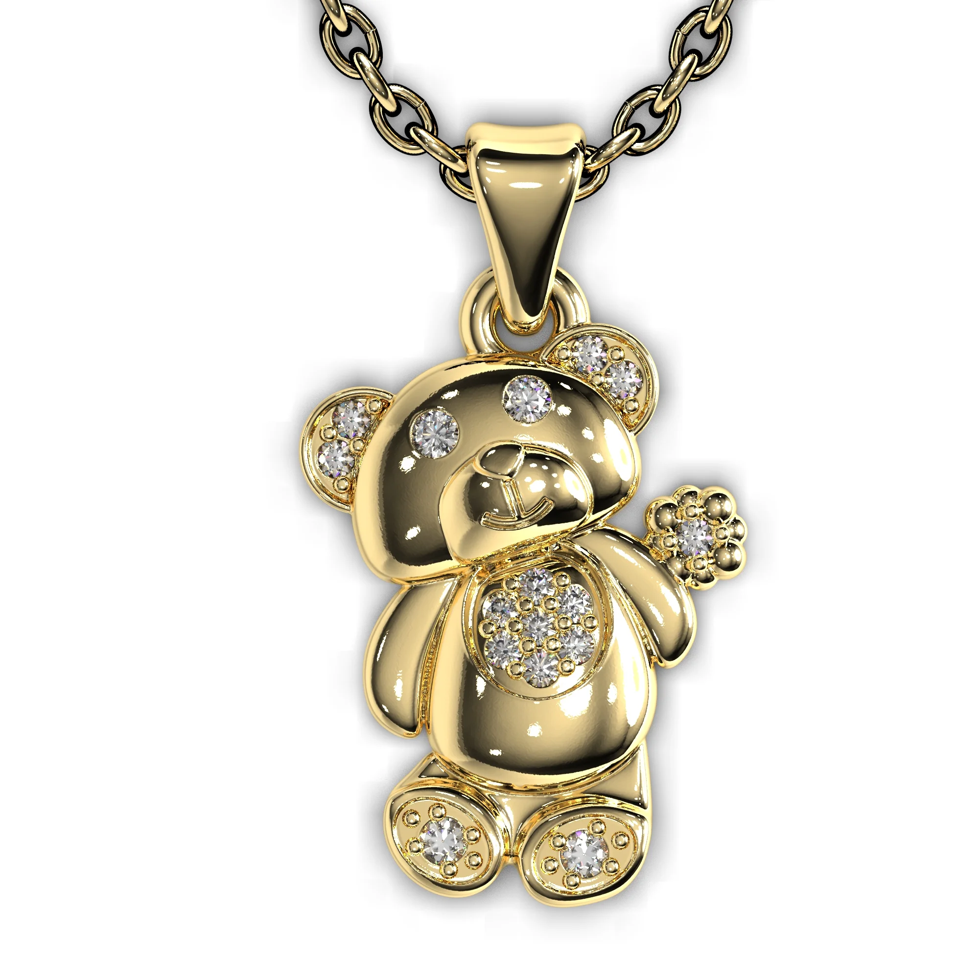 Baby pendant bear with diamonds stile sokolov — view 2