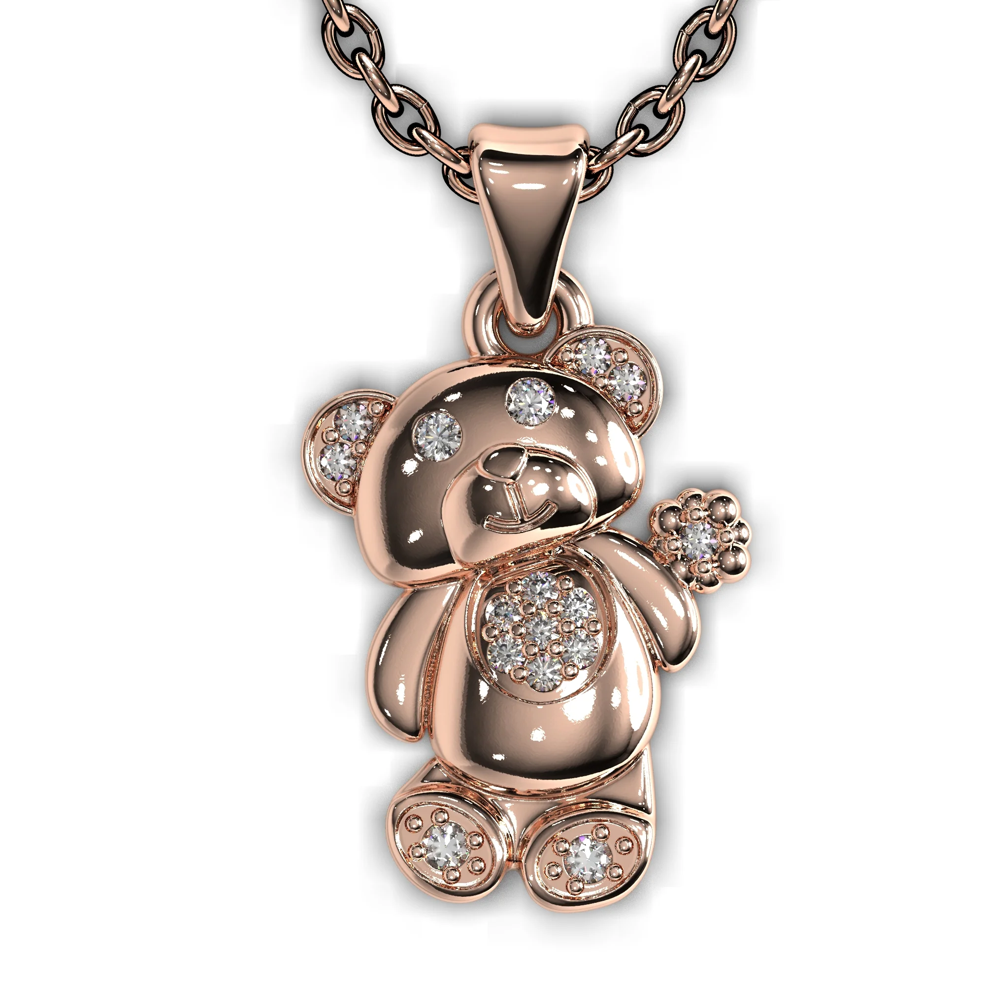 Baby pendant bear with diamonds stile sokolov 3D print model
