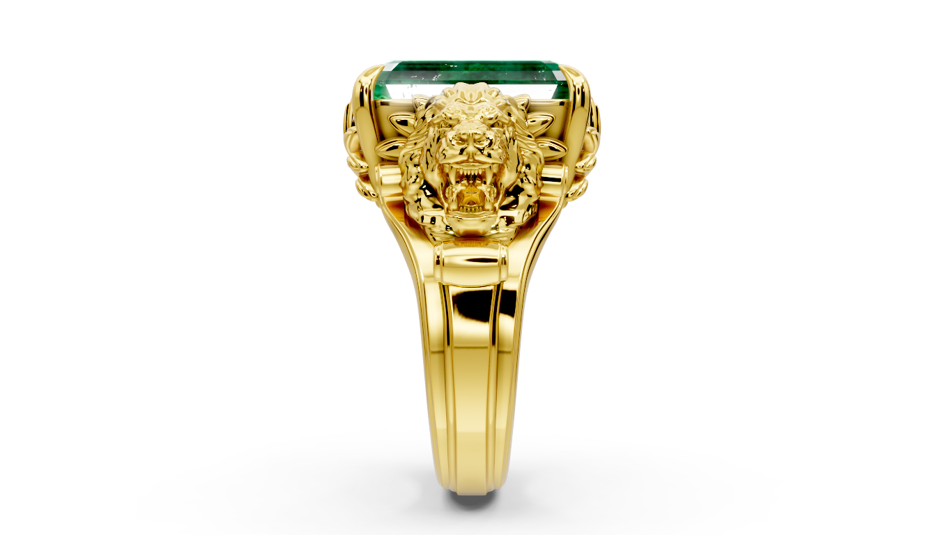 Lion Ring With center Emerald Cut — view 4