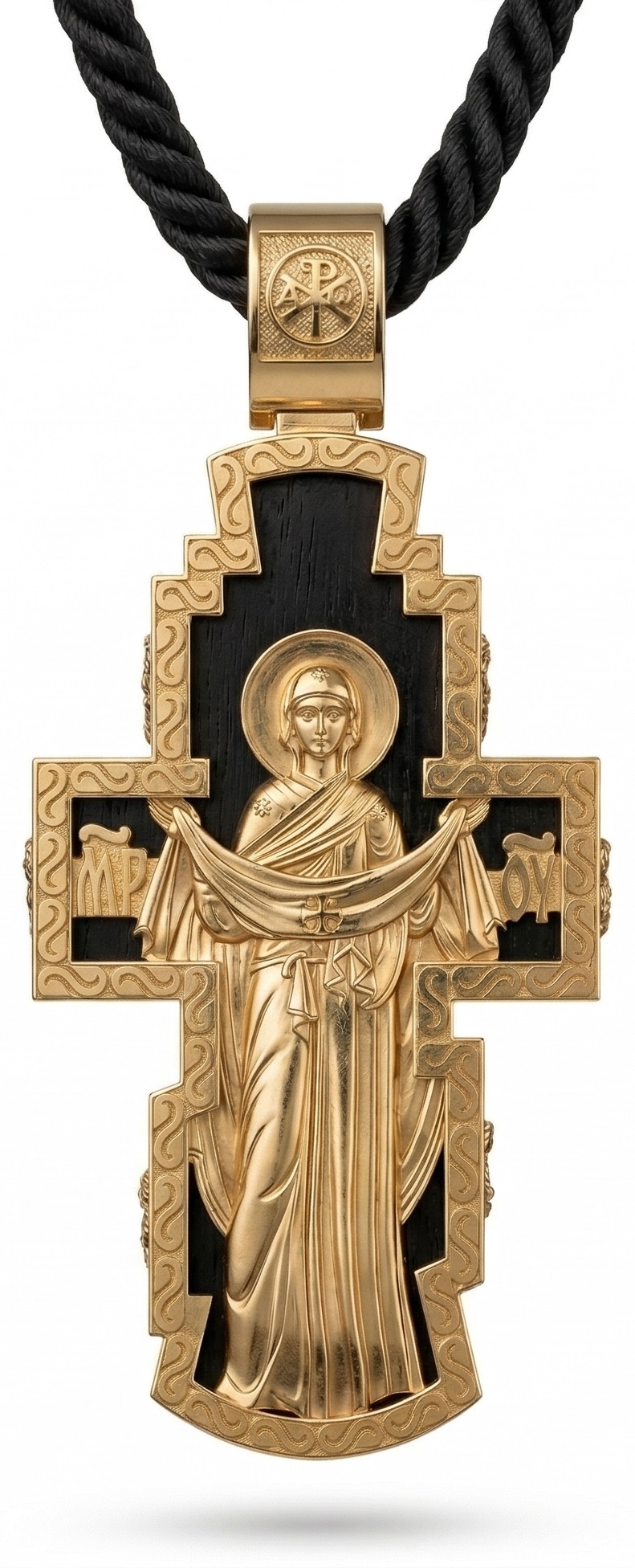Orthodox Ebony Wood Cross Pendant — view 4