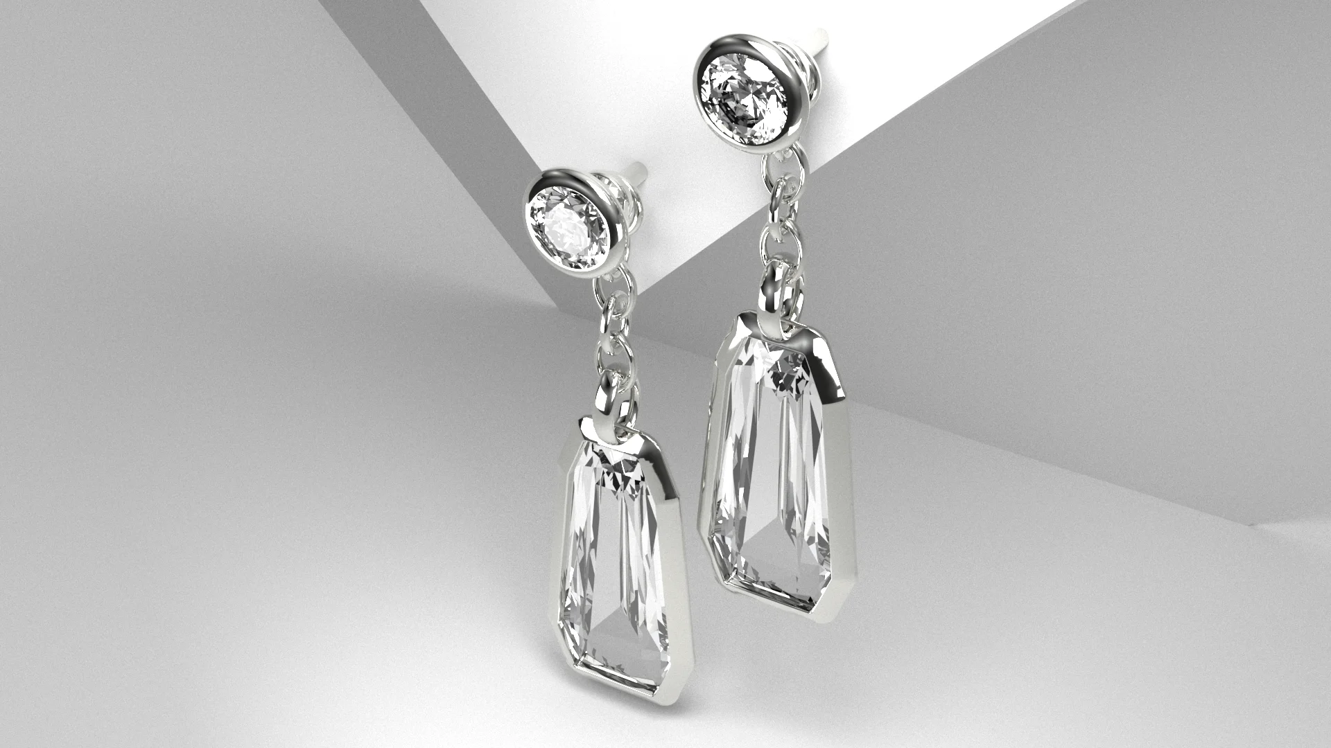 Convertible Geometric Diamond Drop Earrings — view 5