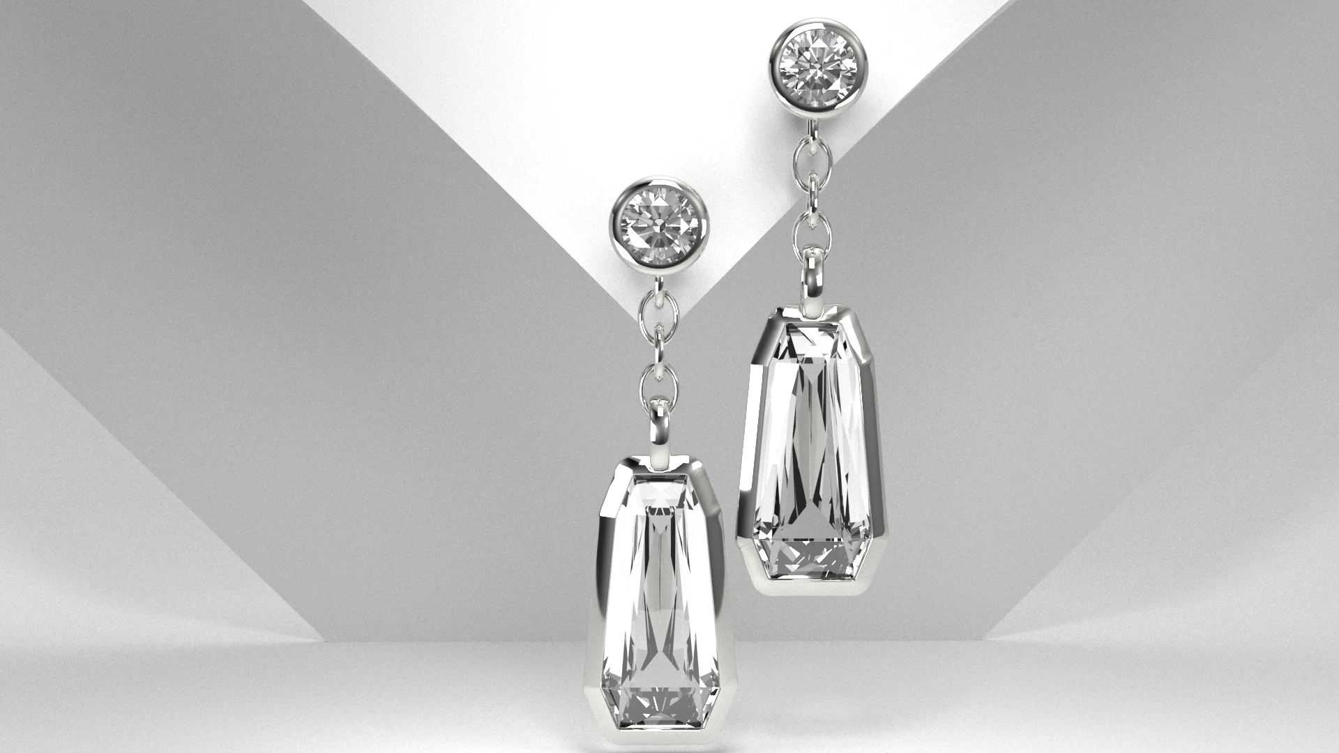 Convertible Geometric Diamond Drop Earrings — view 4