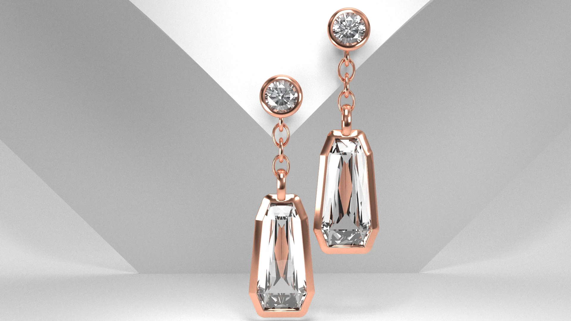 Convertible Geometric Diamond Drop Earrings — view 7