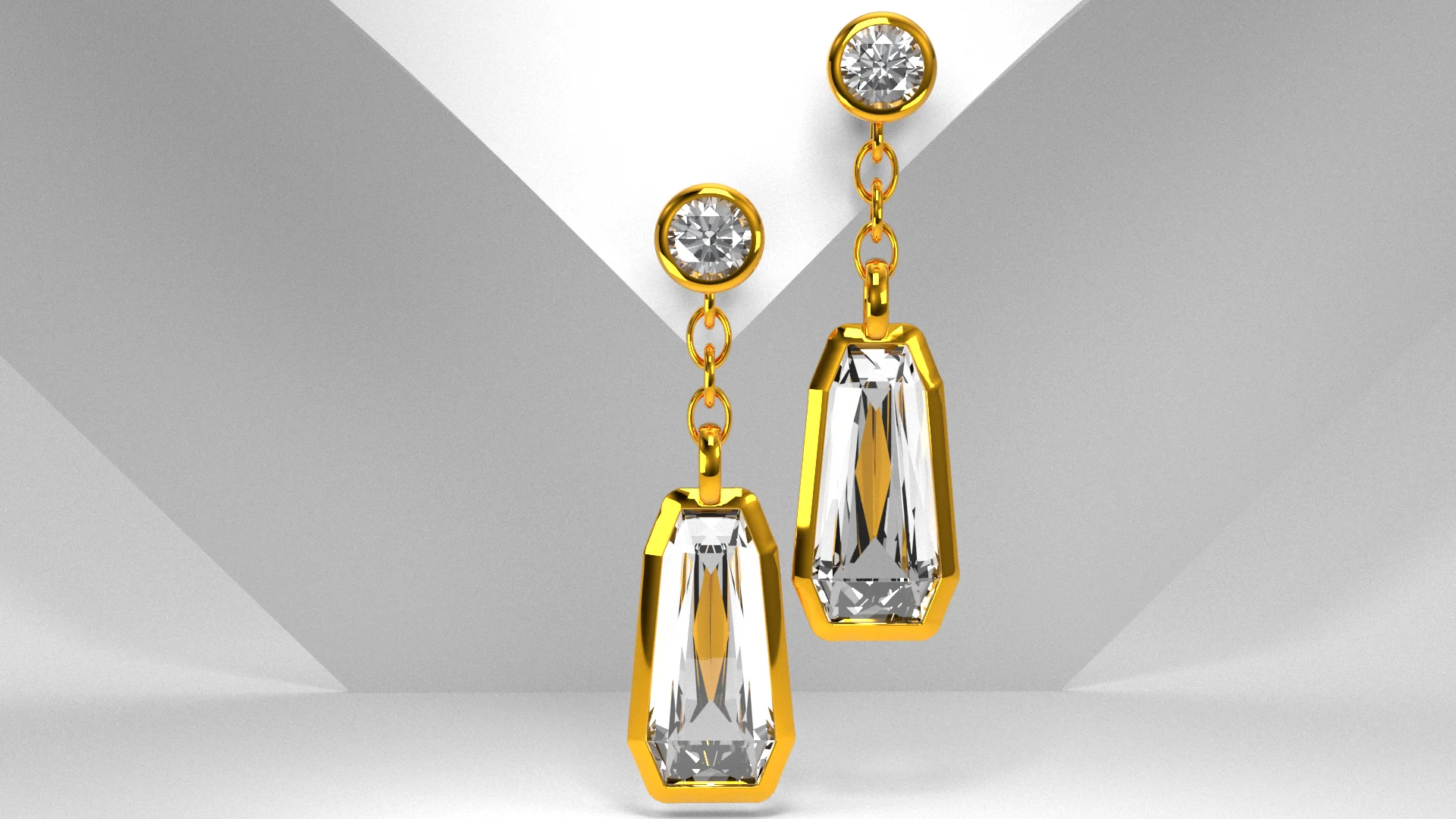 Convertible Geometric Diamond Drop Earrings