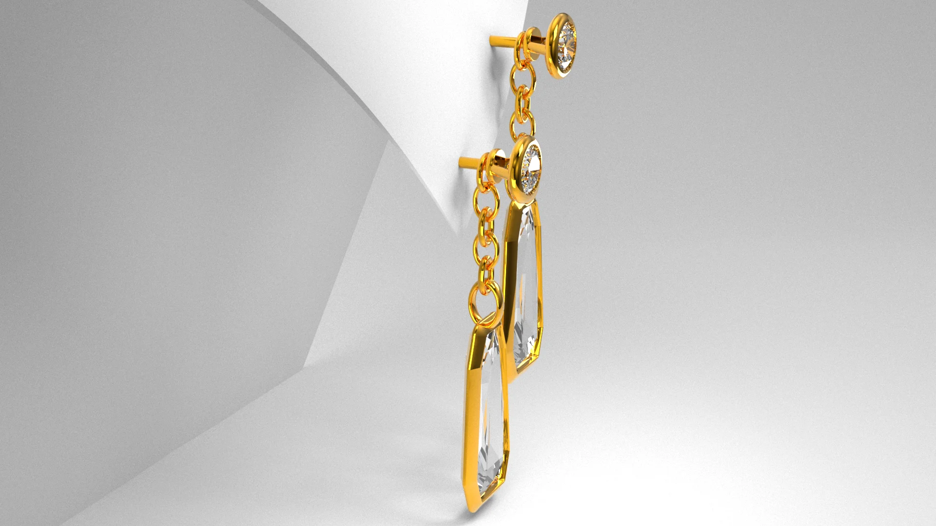 Convertible Geometric Diamond Drop Earrings — view 3