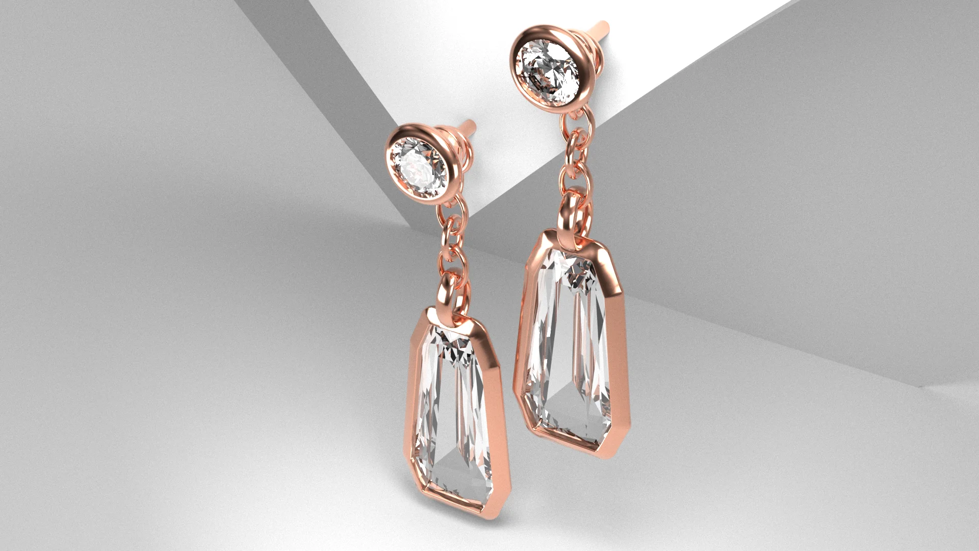 Convertible Geometric Diamond Drop Earrings — view 8