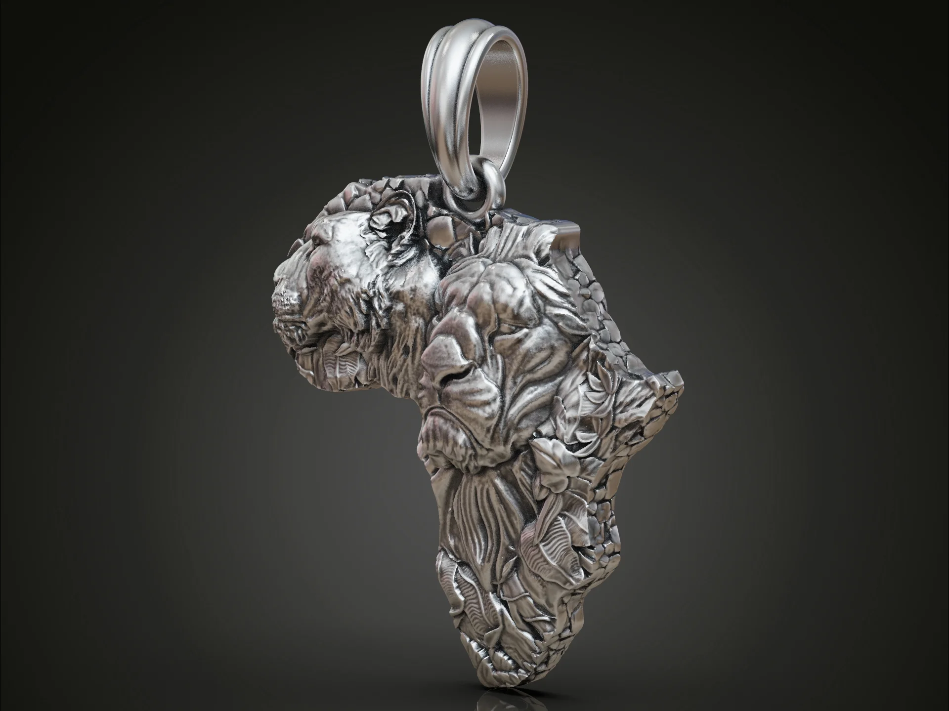 Lion and Lioness Africa Map Pendant — view 3