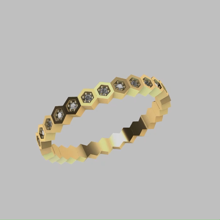 Geometric Honeycomb Hexagon Eternity Band Ring