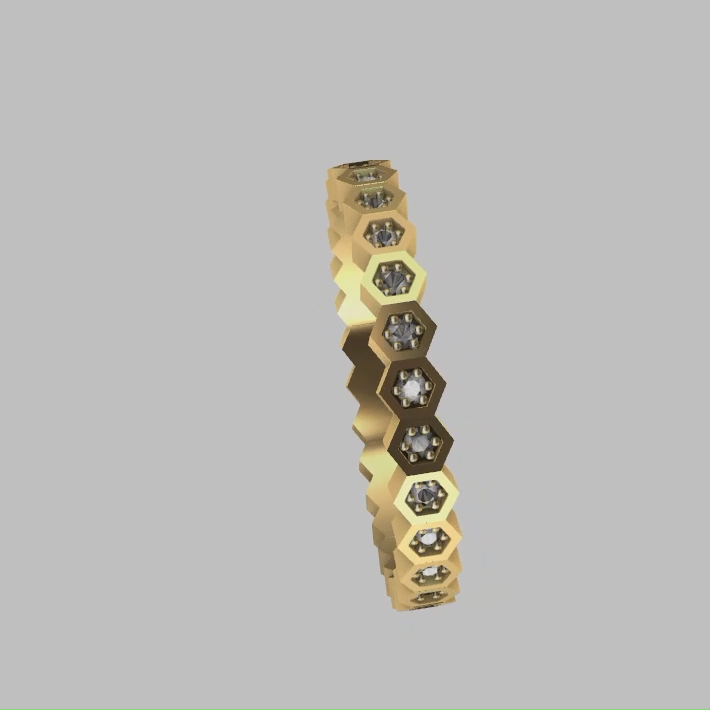 Geometric Honeycomb Hexagon Eternity Band Ring — view 6