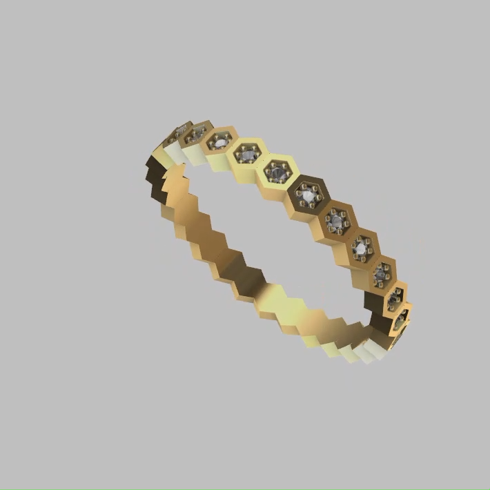 Geometric Honeycomb Hexagon Eternity Band Ring — view 2