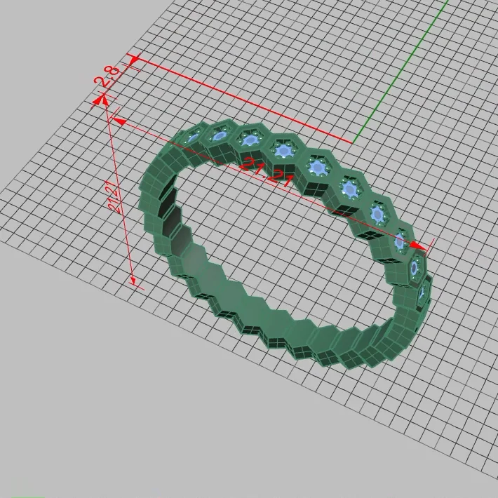 Geometric Honeycomb Hexagon Eternity Band Ring — view 7
