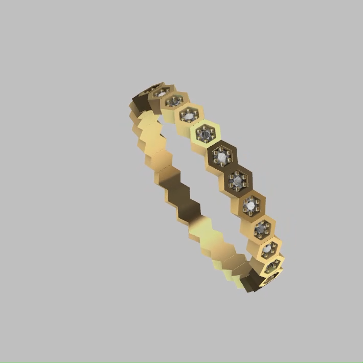 Geometric Honeycomb Hexagon Eternity Band Ring — view 3