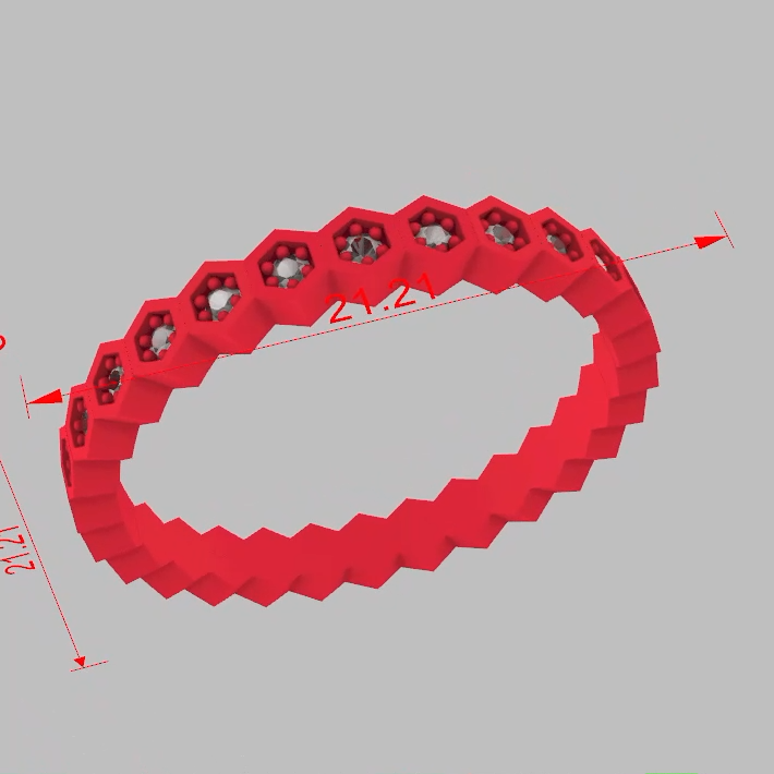 Geometric Honeycomb Hexagon Eternity Band Ring — view 8
