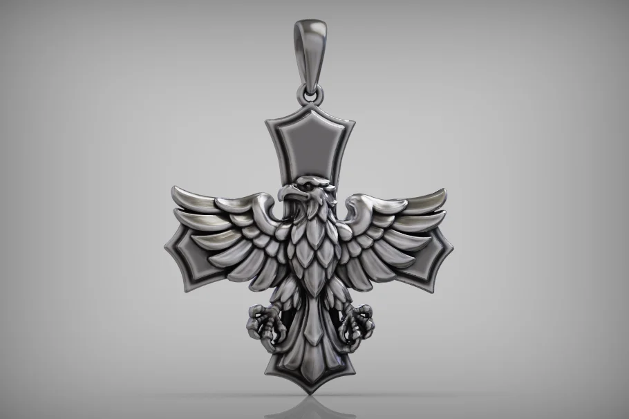 Heraldic Eagle on Flared Cross Pendant