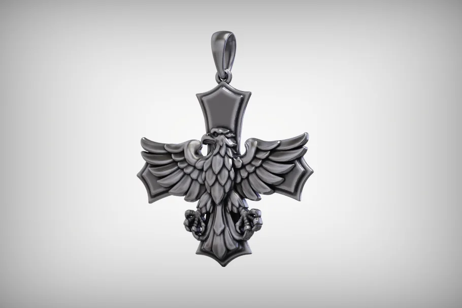 Heraldic Eagle on Flared Cross Pendant — view 3