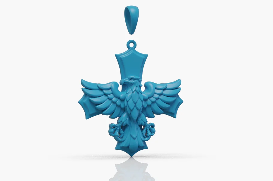 Heraldic Eagle on Flared Cross Pendant — view 4
