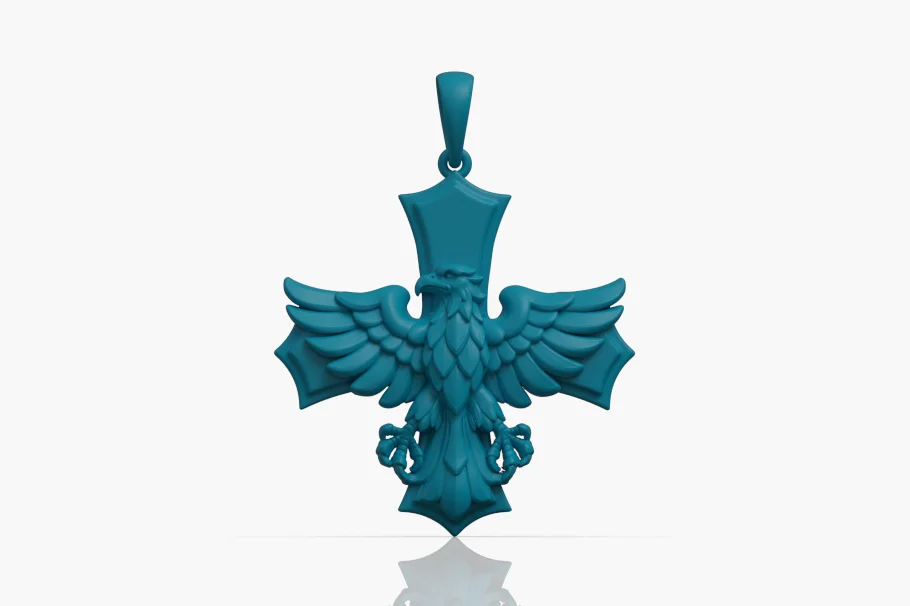Heraldic Eagle on Flared Cross Pendant — view 5