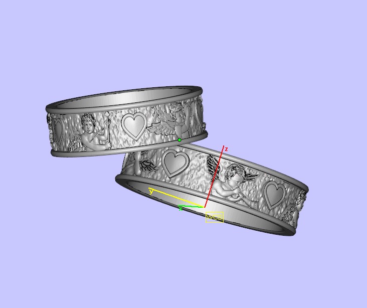 Romantic Cherub Interlocked Heart Rings — view 8