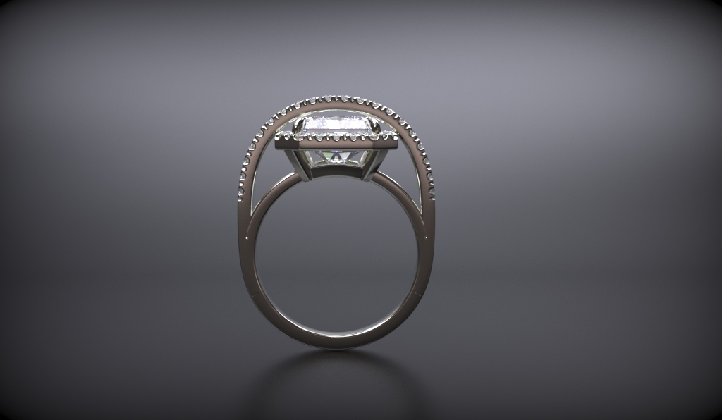 Elegant Pink Emerald Halo Split Shank Ring — view 5