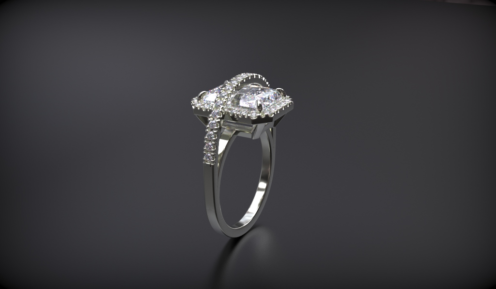 Elegant Pink Emerald Halo Split Shank Ring — view 6