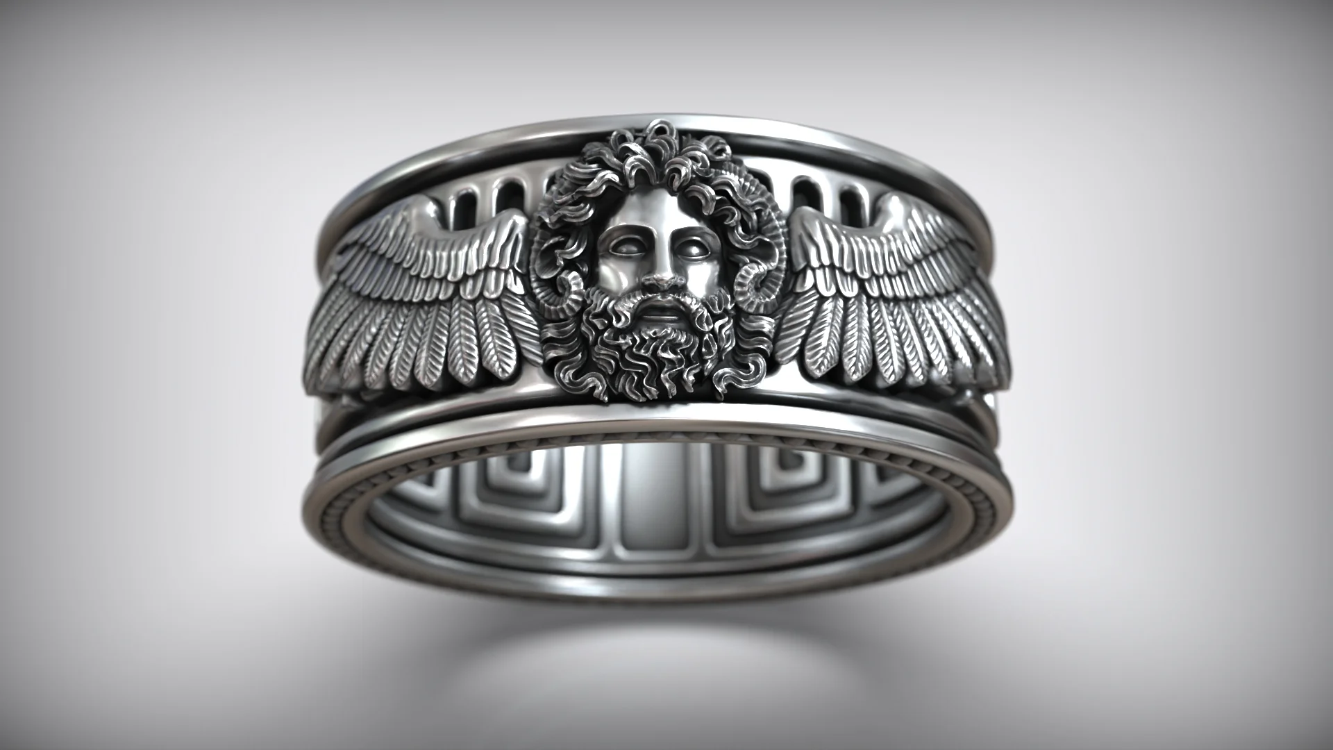 Jupiter Head Eagle Wings Ring