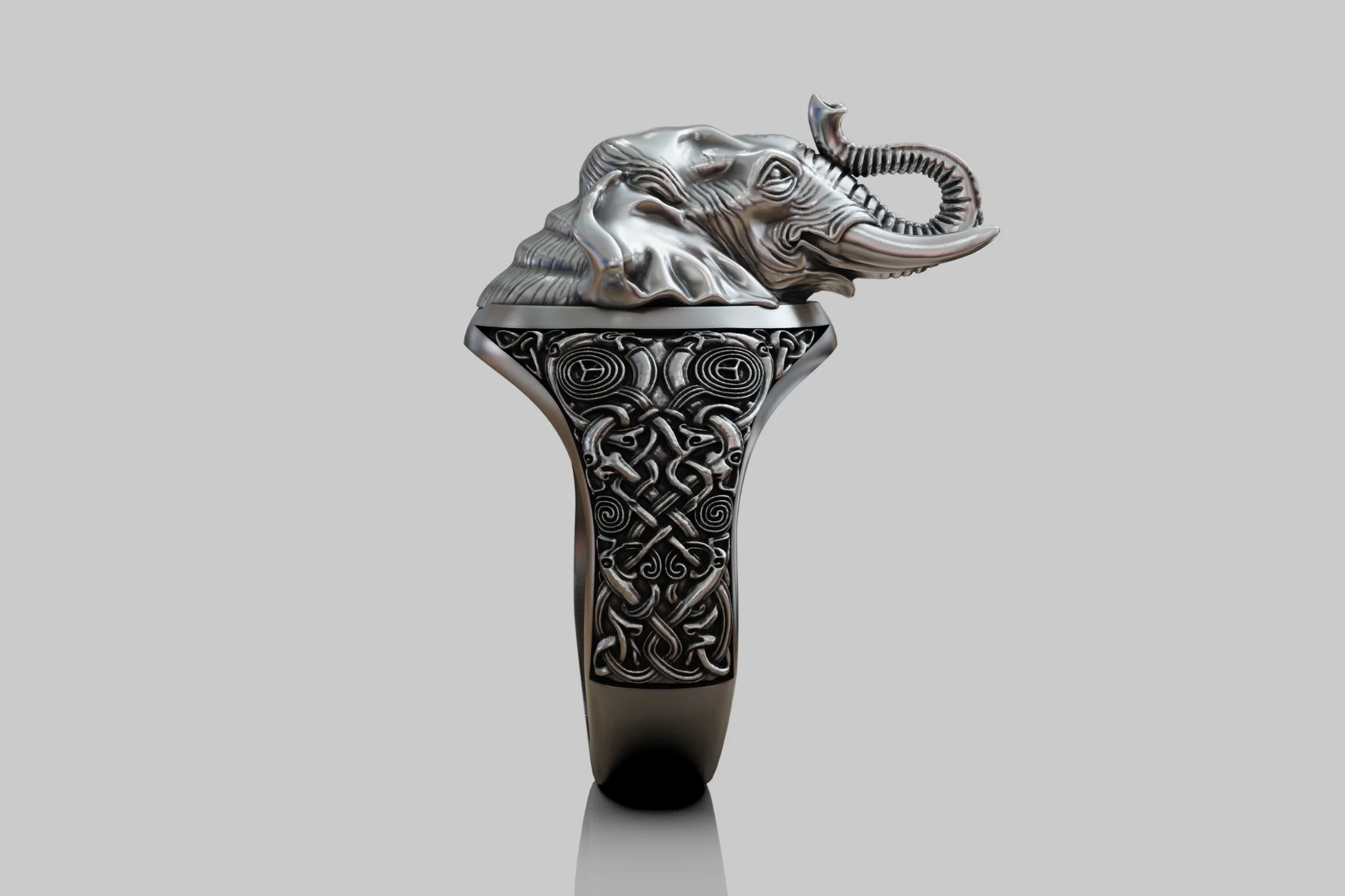 Celtic Elephant Head Statement Ring — view 7