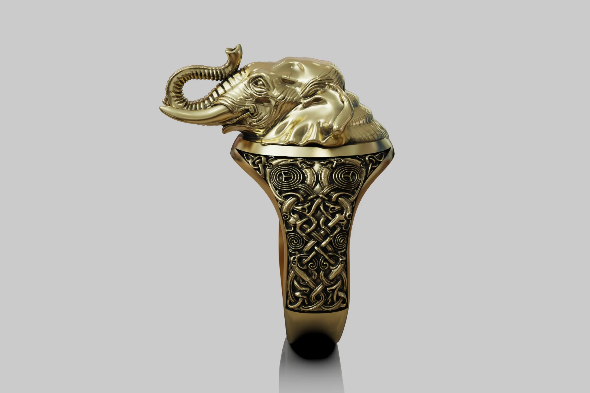 Celtic Elephant Head Statement Ring — view 6