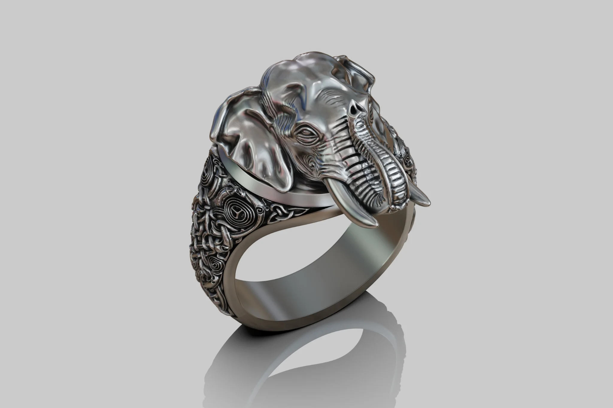 Celtic Elephant Head Statement Ring — view 8