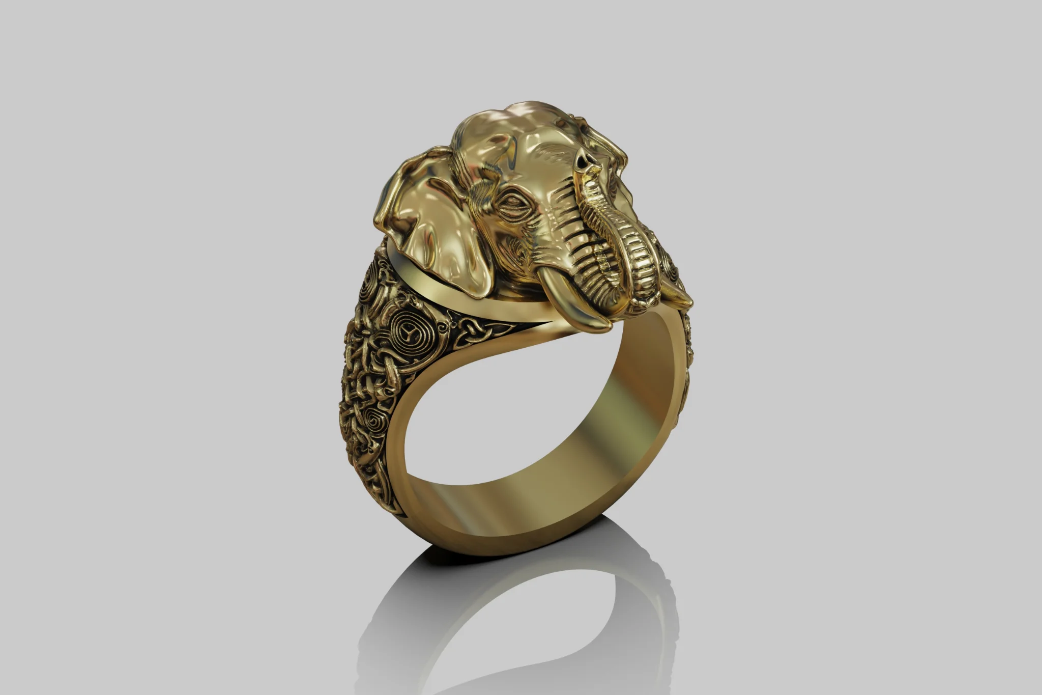Celtic Elephant Head Statement Ring — view 4